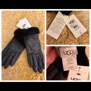 NWT $110 UGG LeatherSmart Glove SzS CashmereLined
